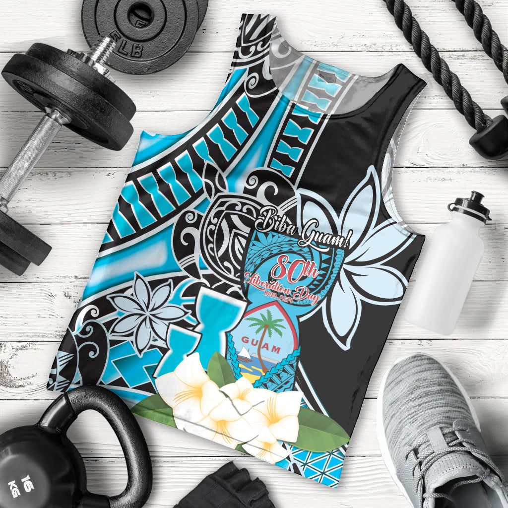 Personalised Guam Liberation Day Men Tank Top 80th Anniversary Chamorro Latte Stone With Guasali Flowers LT14 - Polynesian Pride