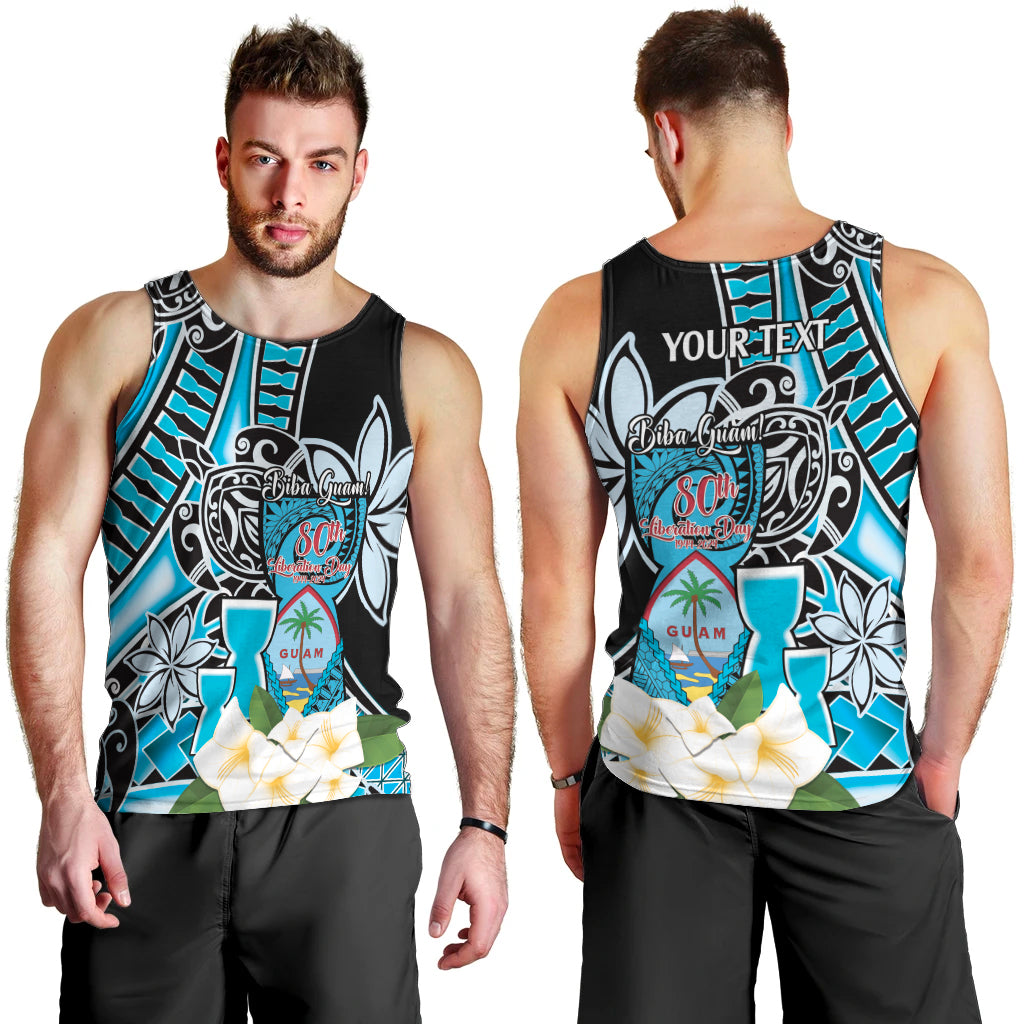 Personalised Guam Liberation Day Men Tank Top 80th Anniversary Chamorro Latte Stone With Guasali Flowers LT14 - Polynesian Pride