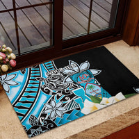Personalised Guam Liberation Day Rubber Doormat 80th Anniversary Chamorro Latte Stone With Guasali Flowers LT14 - Polynesian Pride