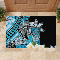 Personalised Guam Liberation Day Rubber Doormat 80th Anniversary Chamorro Latte Stone With Guasali Flowers LT14 - Polynesian Pride