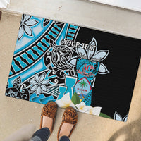 Personalised Guam Liberation Day Rubber Doormat 80th Anniversary Chamorro Latte Stone With Guasali Flowers LT14 - Polynesian Pride