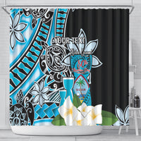 Personalised Guam Liberation Day Shower Curtain 80th Anniversary Chamorro Latte Stone With Guasali Flowers LT14 - Polynesian Pride