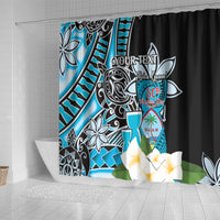 Personalised Guam Liberation Day Shower Curtain 80th Anniversary Chamorro Latte Stone With Guasali Flowers LT14 - Polynesian Pride