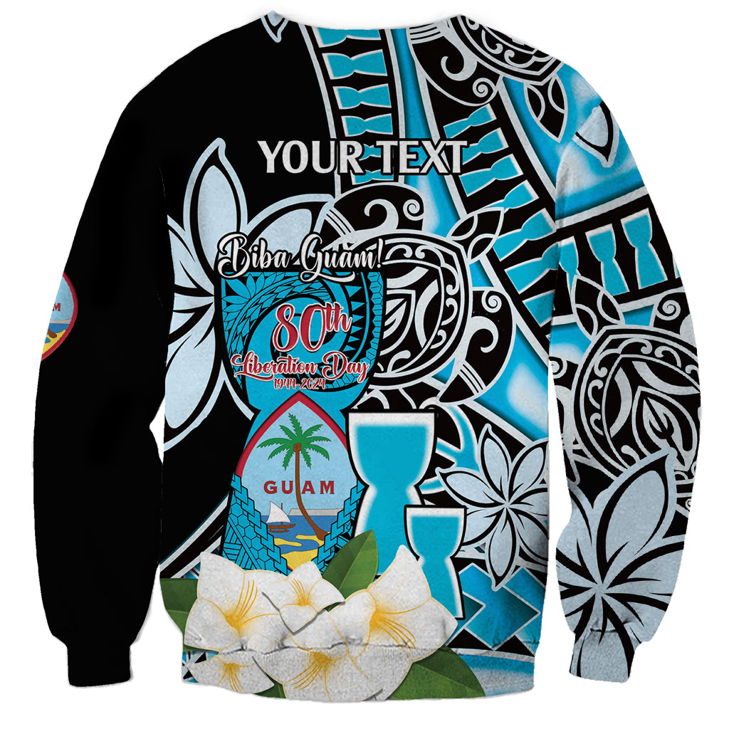 Personalised Guam Liberation Day Sweatshirt 80th Anniversary Chamorro Latte Stone With Guasali Flowers LT14 - Polynesian Pride