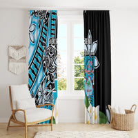 Personalised Guam Liberation Day Window Curtain 80th Anniversary Chamorro Latte Stone With Guasali Flowers LT14 - Polynesian Pride