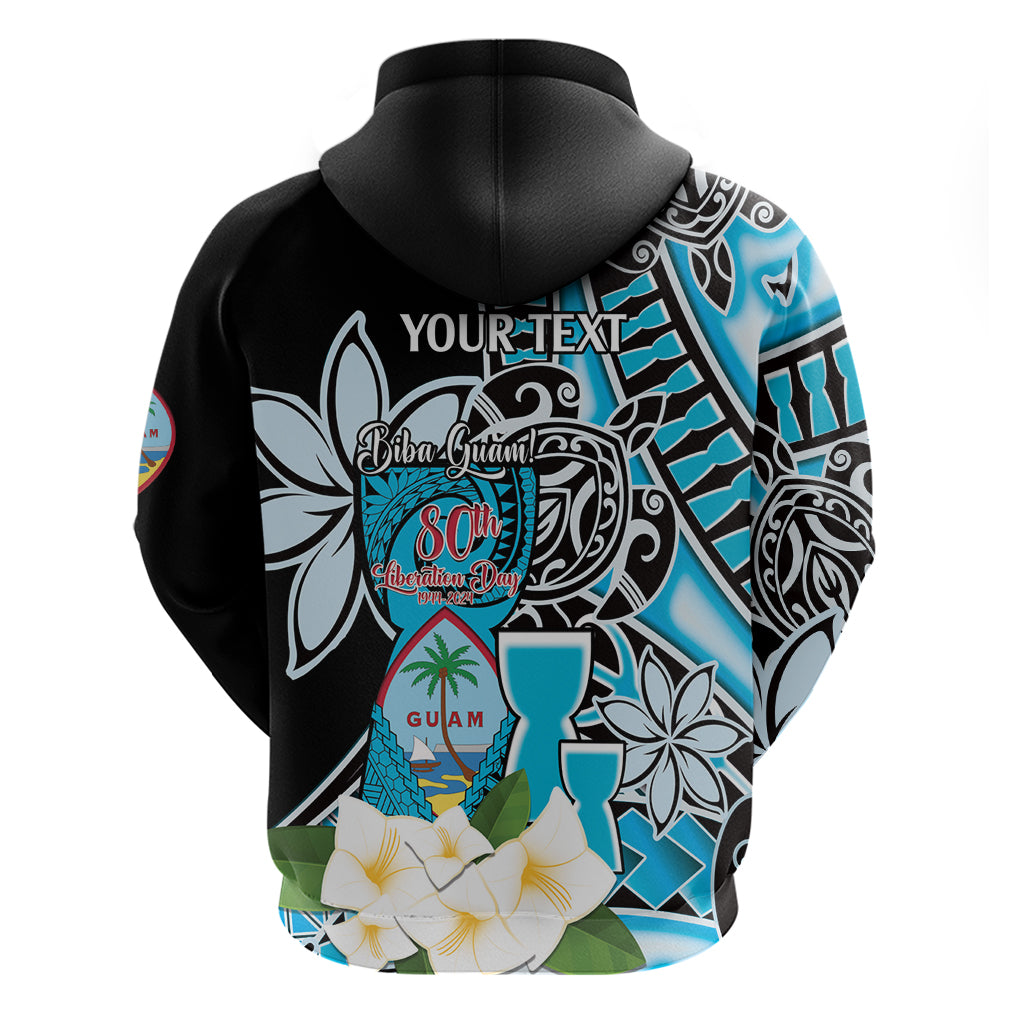 Personalised Guam Liberation Day Zip Hoodie 80th Anniversary Chamorro Latte Stone With Guasali Flowers LT14 - Polynesian Pride