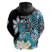 Personalised Guam Liberation Day Zip Hoodie 80th Anniversary Chamorro Latte Stone With Guasali Flowers LT14 - Polynesian Pride