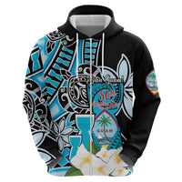 Personalised Guam Liberation Day Zip Hoodie 80th Anniversary Chamorro Latte Stone With Guasali Flowers LT14 - Polynesian Pride