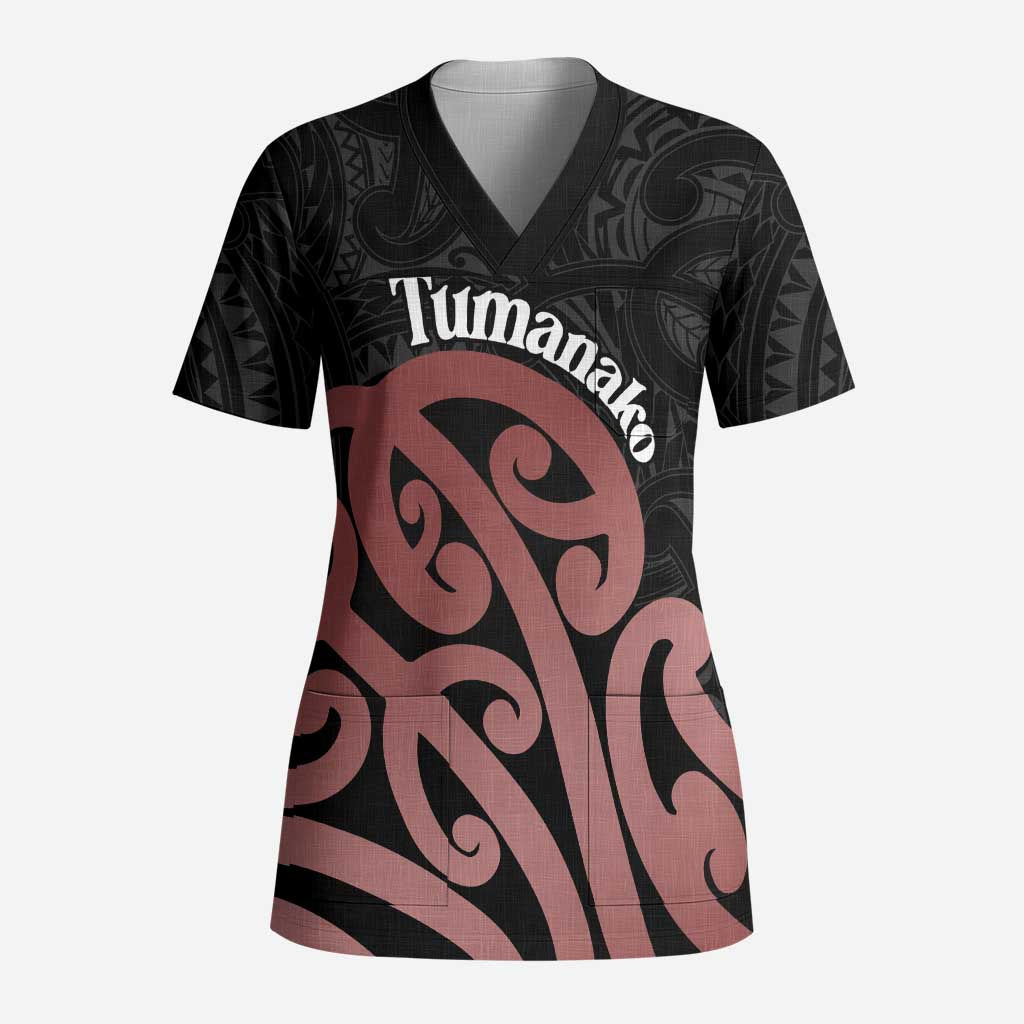 New Zealand Mangopare Tamanako Scrub Top Aotearoa Maori LT14 Adult Brown - Polynesian Pride