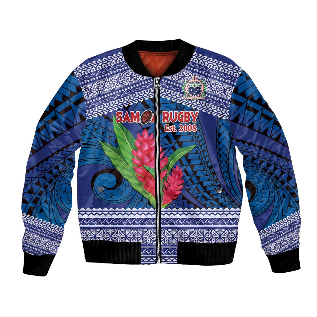 Custom Samoa Rugby Bomber Jacket 2024 Go Champions Samoan Gingers LT14 Unisex Blue - Polynesian Pride