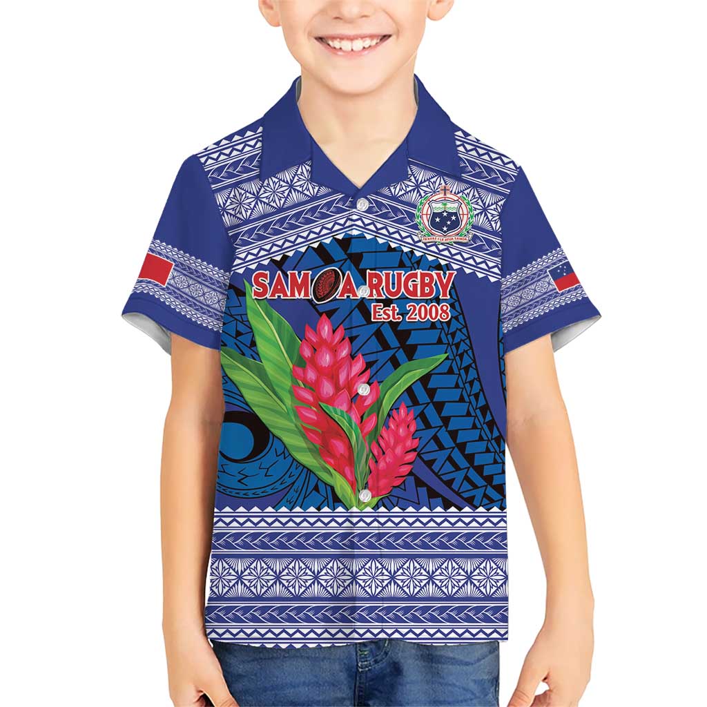 Custom Samoa Rugby Kid Hawaiian Shirt 2024 Go Champions Samoan Gingers LT14 Kid Blue - Polynesian Pride