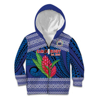 Custom Samoa Rugby Kid Hoodie 2024 Go Champions Samoan Gingers LT14 Zip Hoodie Blue - Polynesian Pride