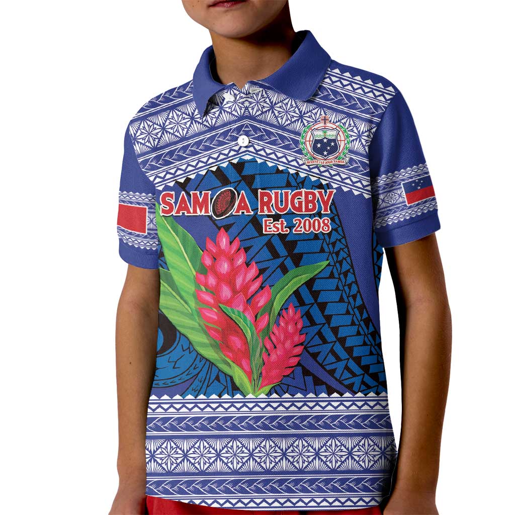 Custom Samoa Rugby Kid Polo Shirt 2024 Go Champions Samoan Gingers LT14 Kid Blue - Polynesian Pride