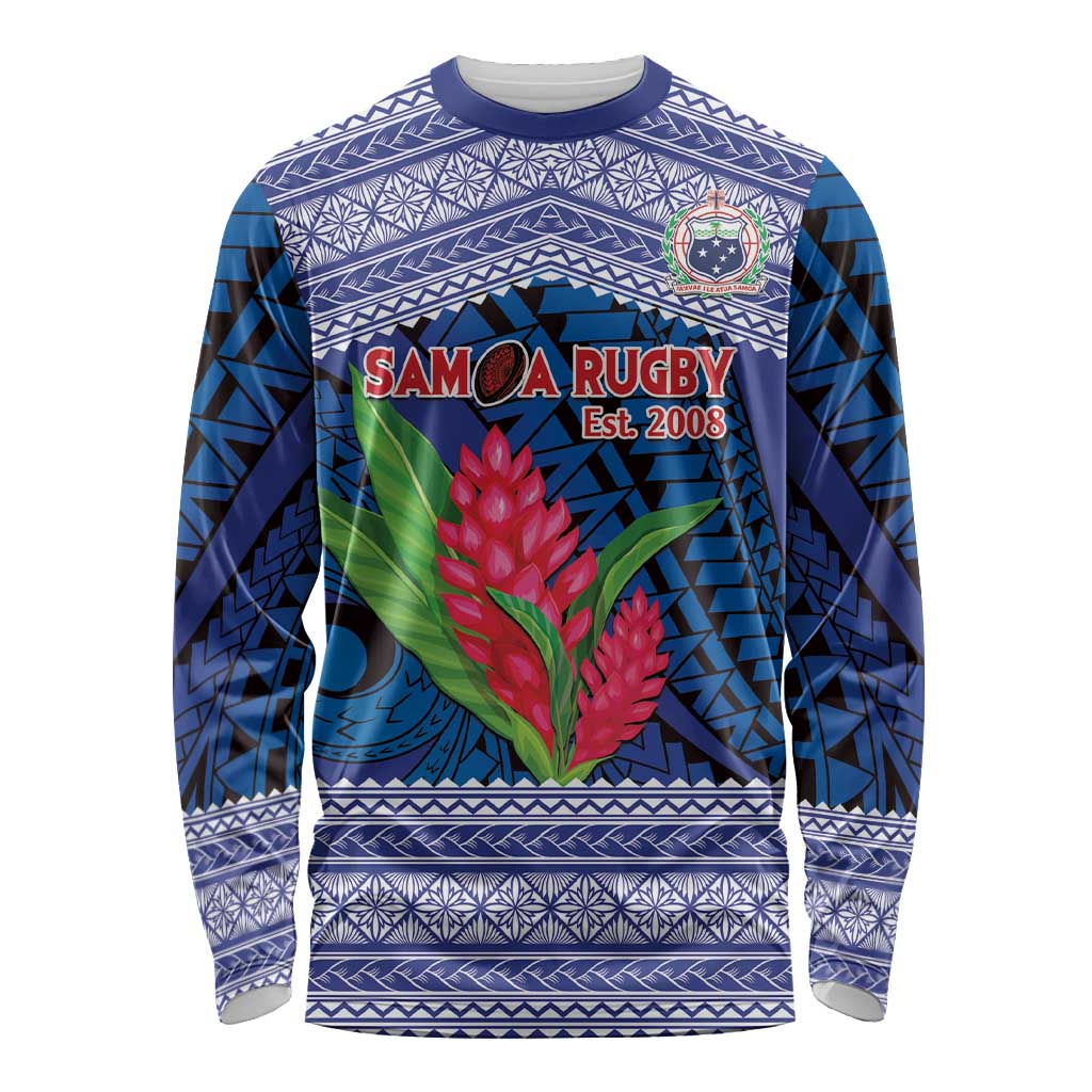 Custom Samoa Rugby Long Sleeve Shirt 2024 Go Champions Samoan Gingers LT14 Unisex Blue - Polynesian Pride