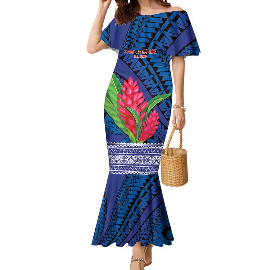 Custom Samoa Rugby Mermaid Dress 2024 Go Champions Samoan Gingers LT14 Women Blue - Polynesian Pride