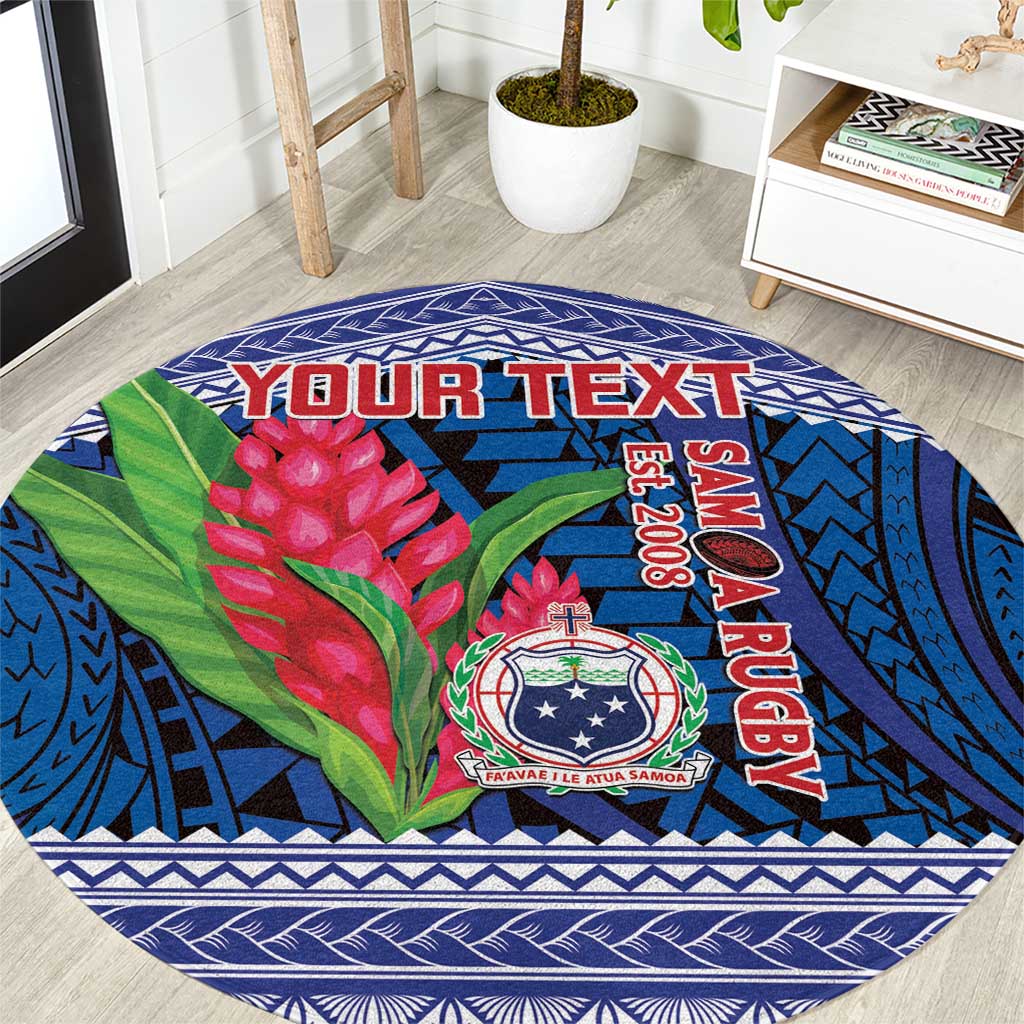 Custom Samoa Rugby Round Carpet 2024 Go Champions Samoan Gingers LT14 Blue - Polynesian Pride
