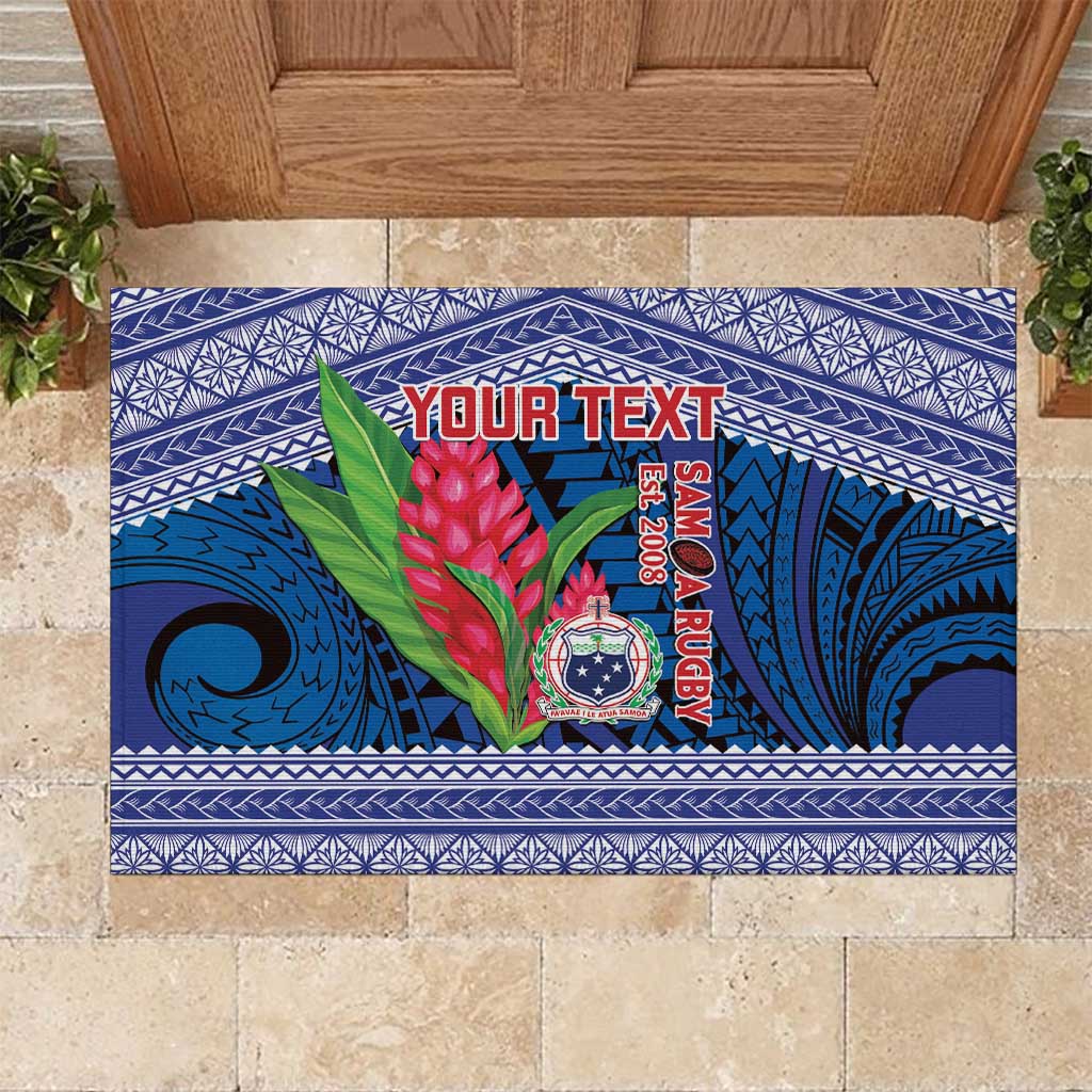 Custom Samoa Rugby Rubber Doormat 2024 Go Champions Samoan Gingers LT14 Blue - Polynesian Pride