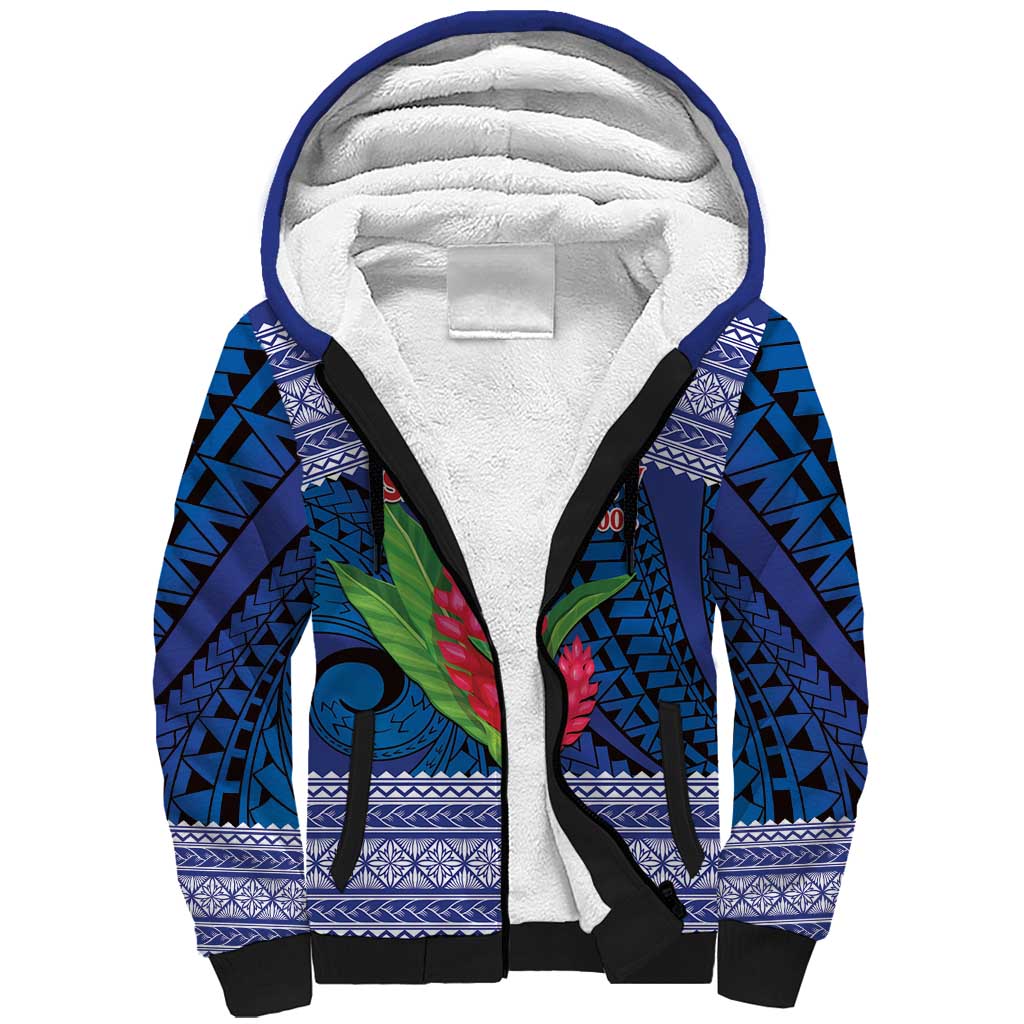 Custom Samoa Rugby Sherpa Hoodie 2024 Go Champions Samoan Gingers LT14 Unisex Blue - Polynesian Pride