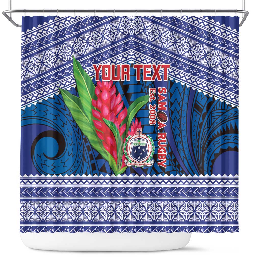 Custom Samoa Rugby Shower Curtain 2024 Go Champions Samoan Gingers LT14 Blue - Polynesian Pride