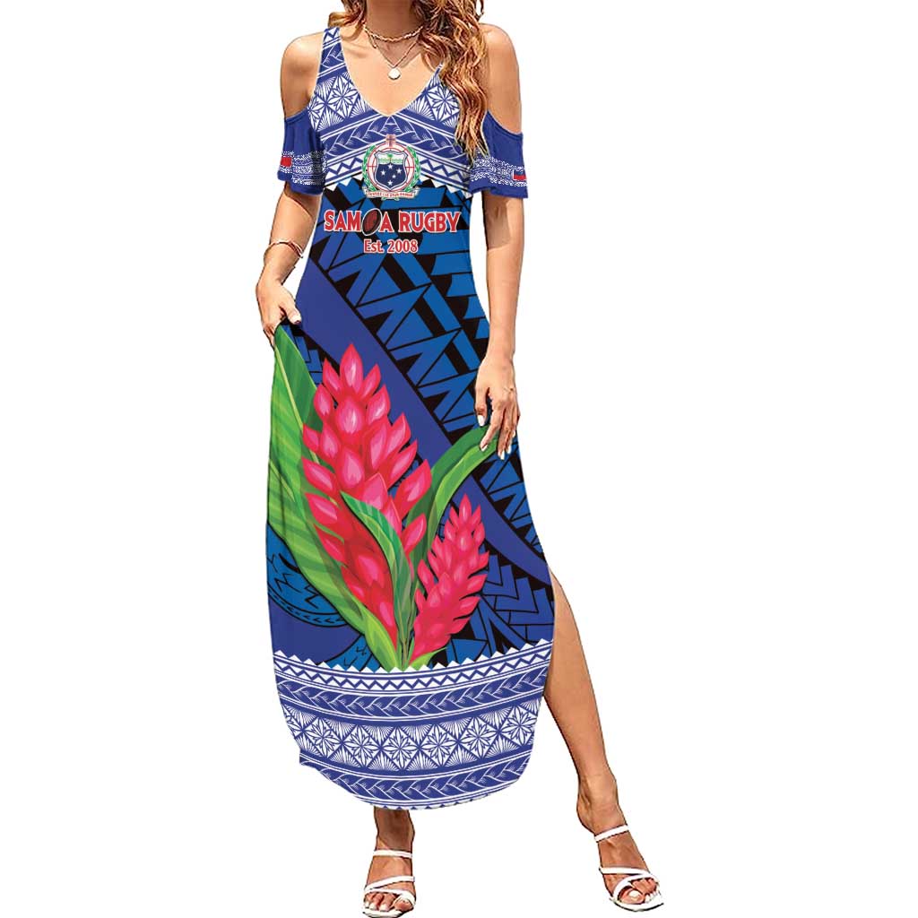 Custom Samoa Rugby Summer Maxi Dress 2024 Go Champions Samoan Gingers LT14 Women Blue - Polynesian Pride