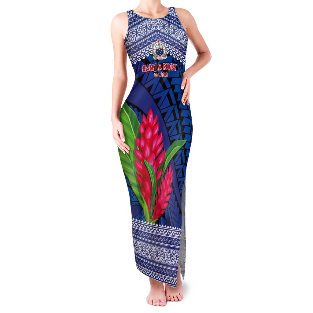 Custom Samoa Rugby Tank Maxi Dress 2024 Go Champions Samoan Gingers LT14 Women Blue - Polynesian Pride