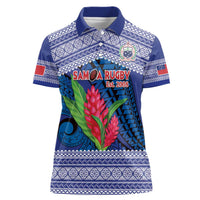 Custom Samoa Rugby Women Polo Shirt 2024 Go Champions Samoan Gingers LT14 Female Blue - Polynesian Pride