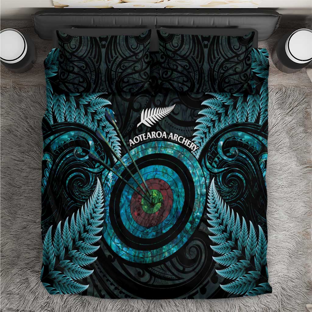 New Zealand Archery Bedding Set Aotearoa Silver Fern Maori LT14 Turquoise - Polynesian Pride
