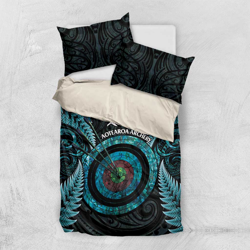 New Zealand Archery Bedding Set Aotearoa Silver Fern Maori LT14 US Twin 172cm x 218cm Turquoise - Polynesian Pride