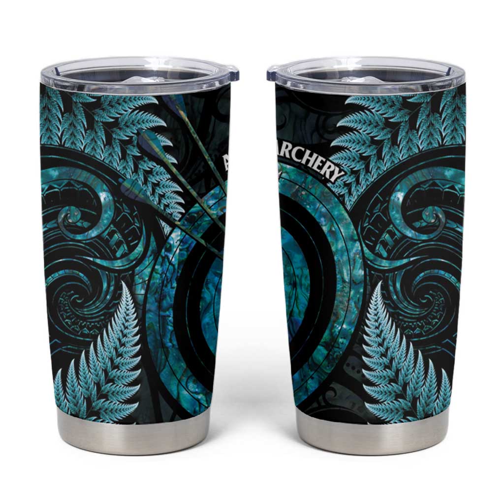 New Zealand Archery Tumbler Cup Aotearoa Silver Fern Maori LT14 Turquoise - Polynesian Pride