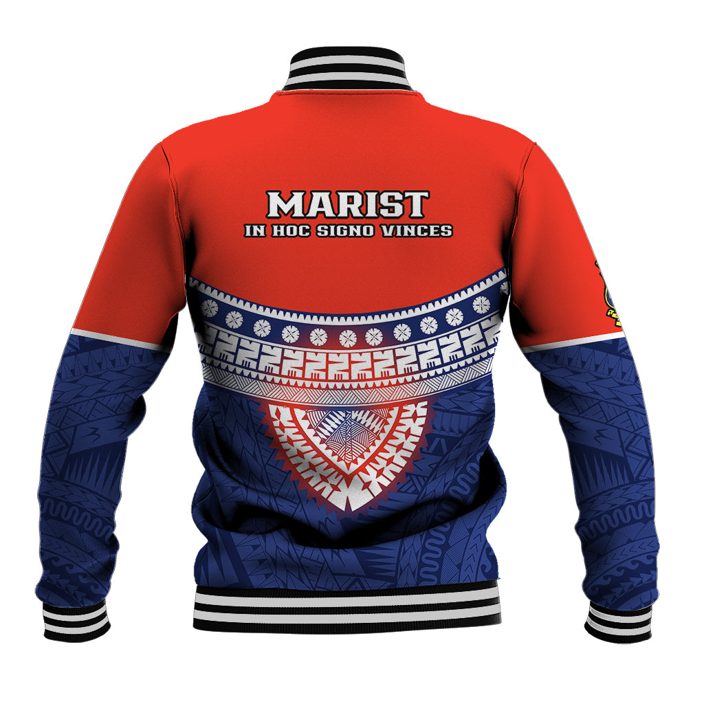Fiji School Baseball Jacket Marist Brothers Fijian Tapa Pattern LT14 - Polynesian Pride