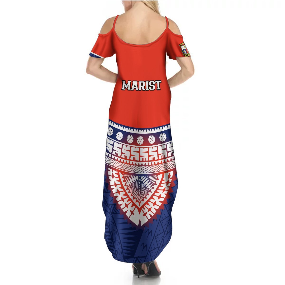 Fiji School Summer Maxi Dress Marist Brothers Fijian Tapa Pattern LT14 - Polynesian Pride