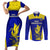 Fiji School Couples Matching Short Sleeve Bodycon Dress and Long Sleeve Button Shirts Ratu Kadavulevu Heron With Fijian Tapa LT14 Gold - Polynesian Pride