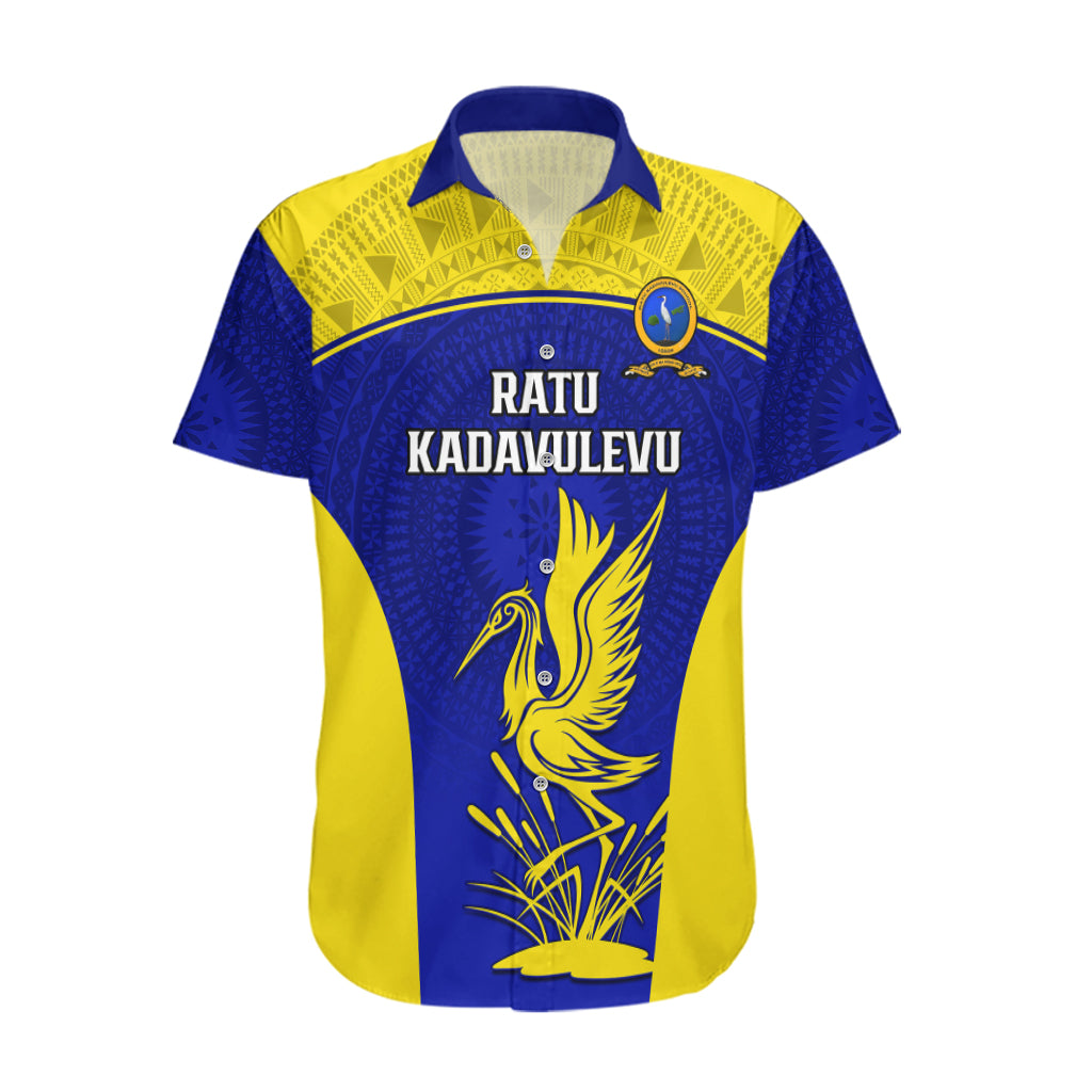 Fiji School Hawaiian Shirt Ratu Kadavulevu Heron With Fijian Tapa LT14 Gold - Polynesian Pride