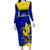 Custom Fiji School Long Sleeve Bodycon Dress Ratu Kadavulevu Heron With Fijian Tapa LT14 Long Dress Gold - Polynesian Pride