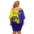 Fiji School Off Shoulder Short Dress Suva Grammar Lions With Fijian Tapa LT14 - Polynesian Pride