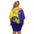 Custom Fiji School Off Shoulder Short Dress Suva Grammar Lions With Fijian Tapa LT14 - Polynesian Pride