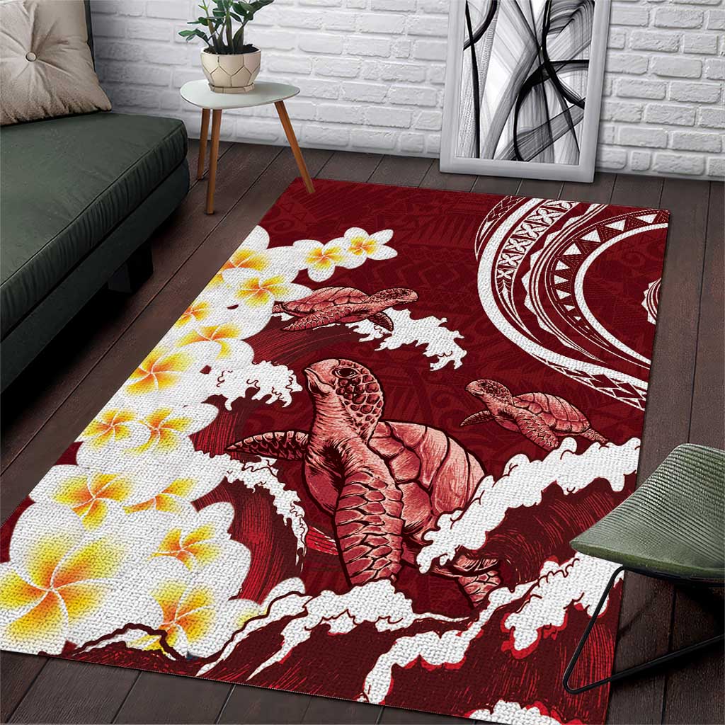Blood Gold Polynesia Area Rug Polynesian Frangipani With Sea Turtles LT14 Blood Gold - Polynesian Pride