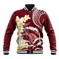 Blood Gold Polynesia Baseball Jacket Polynesian Frangipani With Sea Turtles LT14 Unisex Blood Gold - Polynesian Pride