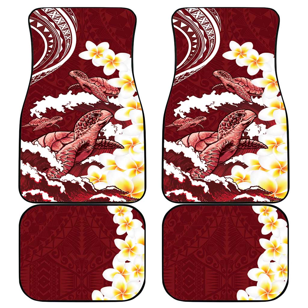 Blood Gold Polynesia Car Mats Polynesian Frangipani With Sea Turtles LT14 - Polynesian Pride