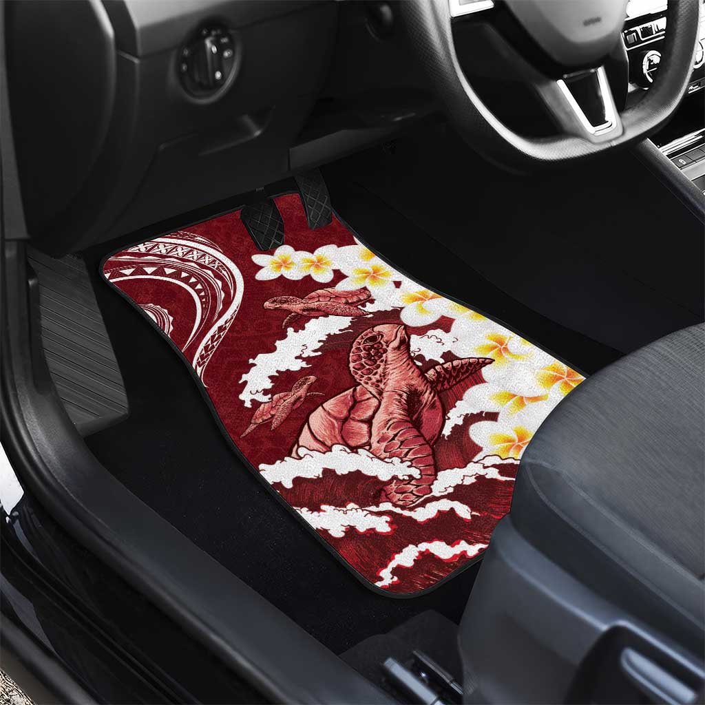 Blood Gold Polynesia Car Mats Polynesian Frangipani With Sea Turtles LT14 - Polynesian Pride