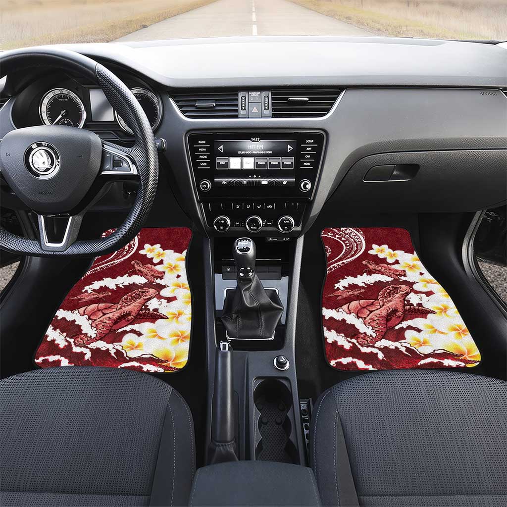 Blood Gold Polynesia Car Mats Polynesian Frangipani With Sea Turtles LT14 Set 2pcs - Front Blood Gold - Polynesian Pride