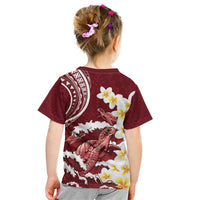 Blood Gold Polynesia Kid T Shirt Polynesian Frangipani With Sea Turtles LT14 - Polynesian Pride