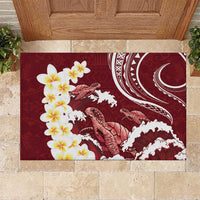 Blood Gold Polynesia Rubber Doormat Polynesian Frangipani With Sea Turtles LT14 Blood Gold - Polynesian Pride