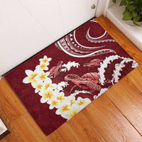 Blood Gold Polynesia Rubber Doormat Polynesian Frangipani With Sea Turtles LT14 - Polynesian Pride