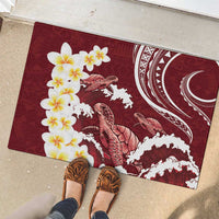 Blood Gold Polynesia Rubber Doormat Polynesian Frangipani With Sea Turtles LT14 - Polynesian Pride