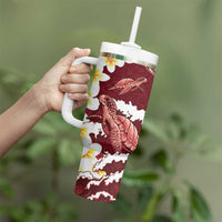 Blood Gold Polynesia Tumbler With Handle Polynesian Frangipani With Sea Turtles LT14 - Polynesian Pride