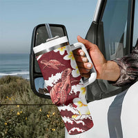 Blood Gold Polynesia Tumbler With Handle Polynesian Frangipani With Sea Turtles LT14 - Polynesian Pride