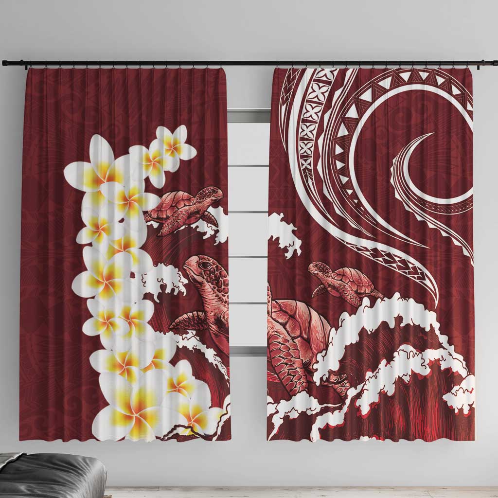 Blood Gold Polynesia Window Curtain Polynesian Frangipani With Sea Turtles LT14 With Hooks Blood Gold - Polynesian Pride