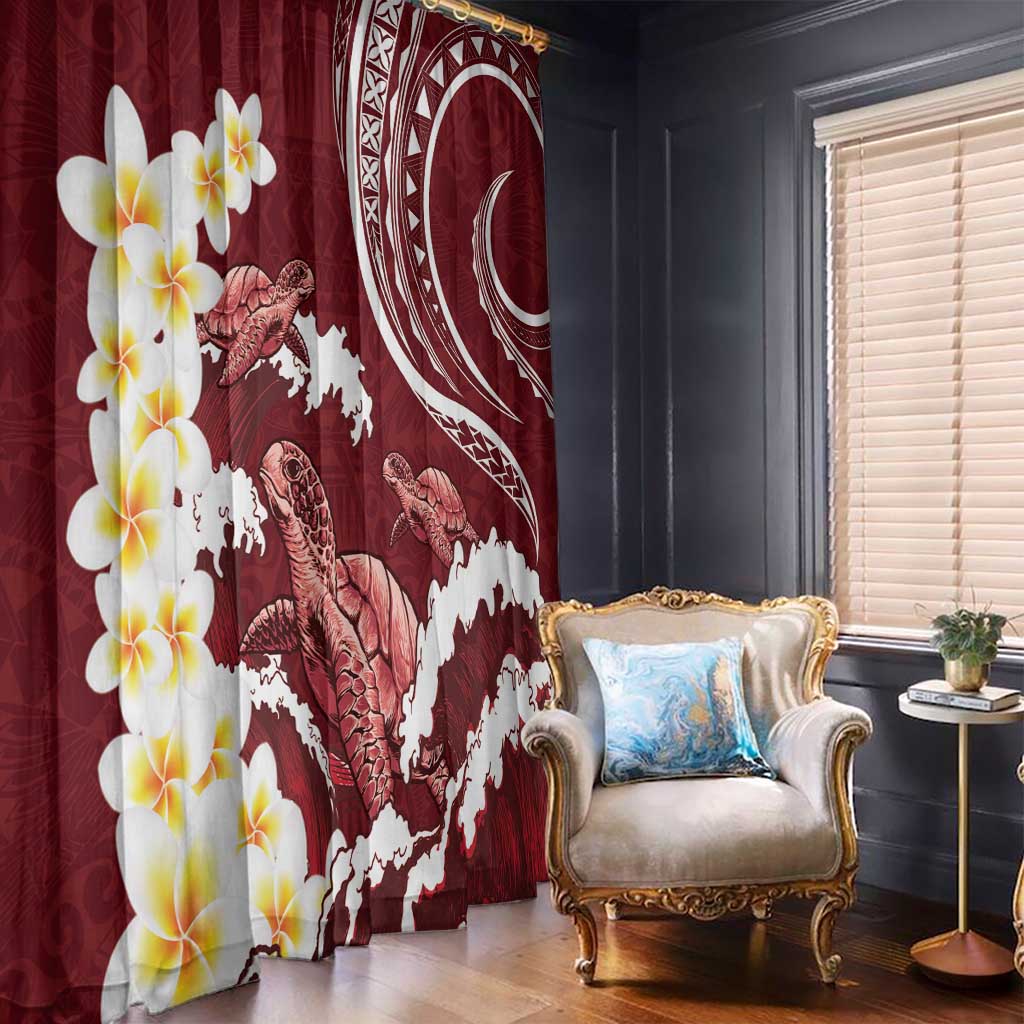 Blood Gold Polynesia Window Curtain Polynesian Frangipani With Sea Turtles LT14 - Polynesian Pride