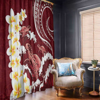 Blood Gold Polynesia Window Curtain Polynesian Frangipani With Sea Turtles LT14 - Polynesian Pride